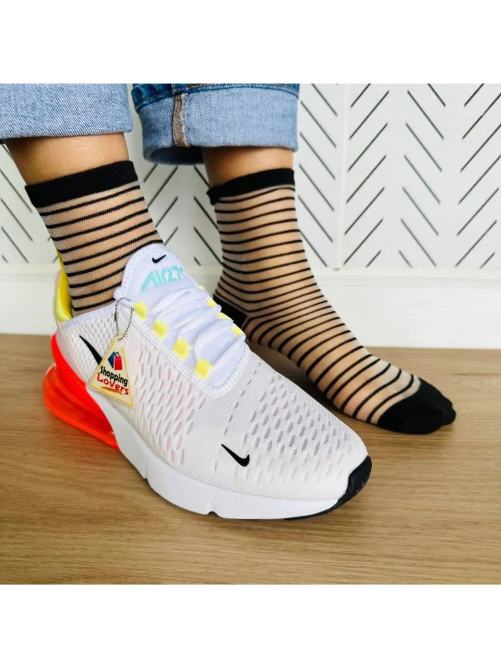 ⭐Women Socks Oz 1 Pair Transparent Silk Elastic Mesh Striped Ankle Black New